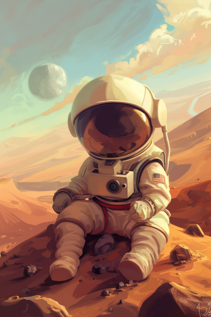 Lone Astronaut on Mars